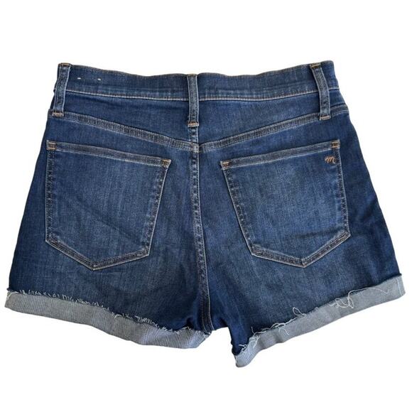 Madewell Hi Rise Stretch Casual Denim Raw Hem Dark Wash Shorts Everyday 27 - Picture 2 of 7